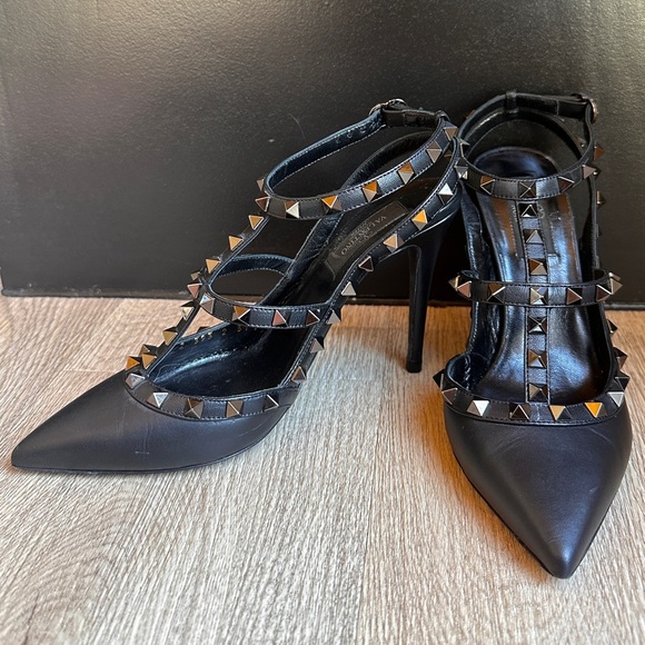 FULL SET - VALENTINO Rockstud Ankle Strap Pumps Tonal Studs 100 MM (37.5) - Picture 15 of 16